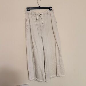 Free People Wide-Leg Drawstring Jeans in Cream